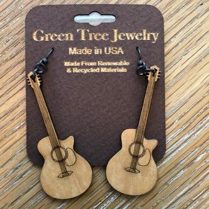 NWT Wood Guitar Earrings